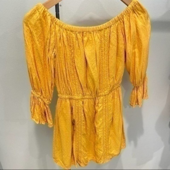 Tularosa Luna Off The Shoulder Mini Dress in Ginger Yellow XS - Picture 7 of 11